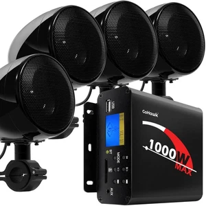 1000W Amp Waterproof Bluetooth Motorcycle ATV Stereo 4-CH Speakers Audio System - Picture 1 of 9