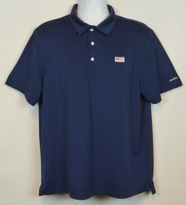 Chubbies Performance Polo Shirt Mens Large Blue Short Sleeve American Flag Solid - Picture 1 of 13