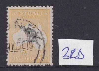 1913-46 KANGAROO & MAP 5/- GREY & YELLOW PRE-DECIMAL STAMP THIRD W/M VFU #12 — 第 1/3 张图片