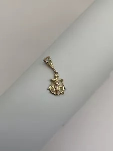 14k Solid Yellow Gold Diamond-Cut Anchor w/ 3D Jesus on Top Pendant, Charm - Picture 1 of 5