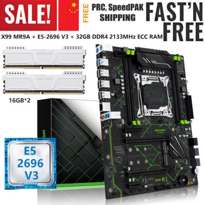 X99 Motherboard LGA 2011-3 + Xeon E5 2696 V3 32GB DDR4 2133MHz RAM Dual NVME M.2 - Image 1 of 4