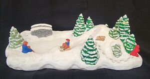 Vintage ~1980's ~Accents Unlimited~ Snow Scene ~Sledding ~Pond ~Trees~ Rare Find