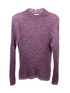 MADEWELL Mock Neck Sweater Size XL Purple Ribbed Wool Alpaca Blend Lightweight - Picture 1 of 9