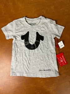 NWT True Religion Grey Logo Short Sleeve T Shirt Youth Boys Size 5 #308 - Picture 1 of 8