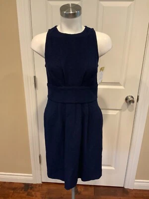 Vestido St. John Azul Marino Tweed Sin Mangas Ajuste y Acampanado, Talla 2 Foto 1 de 4