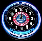 MAGNOLIA GASOLINE LOGO - 11" Blue Neon Wall Clock 