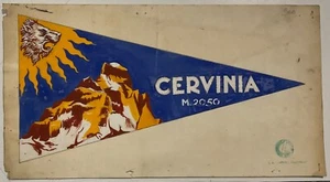 CERVINIA VALLE D’AOSTA BOZZETTO CARTACEO BANDIERINA PUBBLICITARIA PROD. LORIOLI - Picture 1 of 8