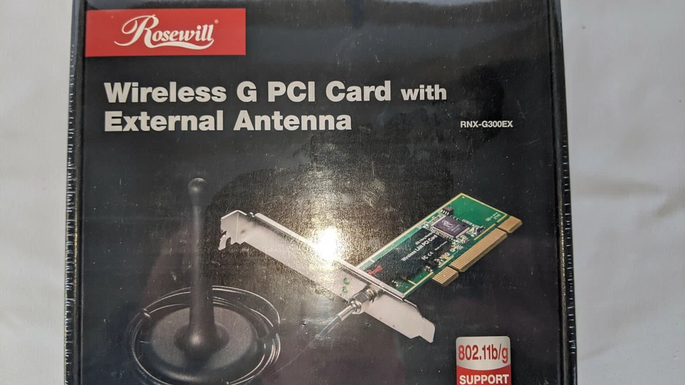 Rosewill RNX-G300EX Wireless G Card, IEEE 802.11b/g, PCI Up to 54Mbps, *NEW* - Image 1 of 4