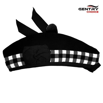 Men Traditional Glengarry Hat Highlander Kilt Hat Scottish Cap Wool Piper Bonnet - image 1 of 4