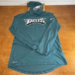 Philadelphia Eagles Shirt Mens Medium Green Hoodie Long Sleeve Lightweight Nike