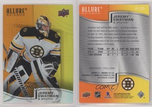 2021-22 Upper Deck Allure Rainbow Orange Yellow Jeremy Swayman #R-35 Rookie RC