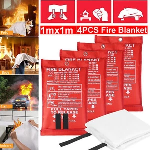4X Large Fire Blanket Fireproof Home Kitchen Office Caravan Emergency Safety ~ - Picture 1 of 15