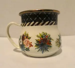 MACKENZIE-CHILD'S HIGHBANKS PATTERN ENAMELWARE 16 OZ CUP/MUG,NEW,RETIRED - Picture 1 of 2
