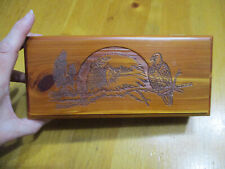 Wooden Cedar Chest/Trinket Box,Carved Eagle Design,8" x 3 1/2" x 2 1/4",Nice!
