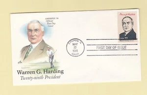 First Day of Issue Stamped Envelope 1988 Warren G Harding 29th President Chicago - Picture 1 of 1