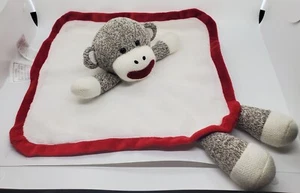Baby Starters Sock Monkey Security Blanket Lovey White Red Lovie RATTLE - Picture 1 of 10