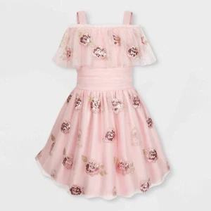 New Original Disney Store Girls Princess Belle Sequin Fancy Dress Rose Pink Sz 3 - Picture 1 of 2