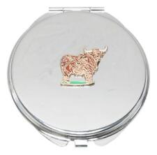 Highland Cow Enamel Compact Mirror Handbag Gift With Free Engraving 178