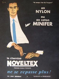 PUBLICITÉ DE PRESSE 1959 CHEMISE NOVELTEX BOUSSAC TERGAL MINIFER DESSIN GRUAU - Imagen 1 de 1