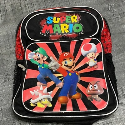 Mochila Grande Nintendo Super Mario Bros Niños 16" Escuela Luigi Toad Yoshi Bowser Foto 1 de 4