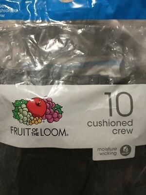 NEW factory sealed..10 Pairs Fruit of the Loom Ladies Black Cushioned Crew socks - Image 1 of 3