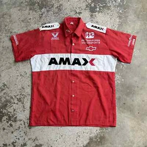 Vintage Simpson USA Racing Work Shirt Men Large Red White Embroidered Mechanic - Picture 1 of 23