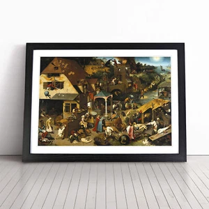 Neverlandish Sprichwörter von Bruegel dem Älteren gerahmt Wandkunst Druck Leinwandbild - Bild 1 von 9