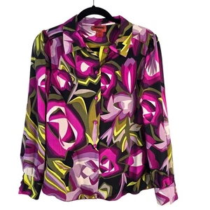 Missoni For Target Shirt Damen M grün rosa abstrakt Blumen elegant Karriere schick - Bild 1 von 8