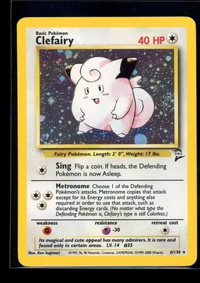 Clefairy 6/130 Base Set 2 Holo Rare TCG Holofoil Pokemon Card w/Swirl [LP+] - Image 1 of 2