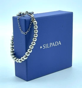 Vintage Silpada .925 Sterling 6mm Ball Bead Toggle + Safety Bracelet, B0059 - Picture 1 of 7