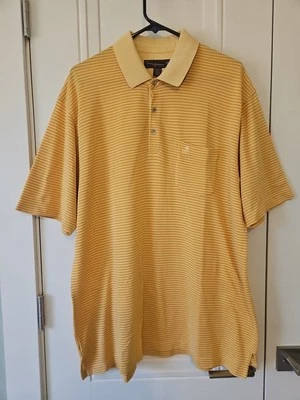 Tommy Bahama 18 Golf  Men's  Polo Shirt Short Sleeve Size XL Striped Yellow Foto 1 de 4
