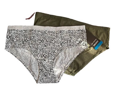 Дамы плюс размер DKNY белый серый логотип бикини трусы Великобритании размер XL новый без ярлыков - Изображение 1 из 4