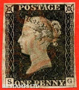SG. 2. A1 (2). AS14 b. " SG ". 1d Black. Plate 2. A fine used example wit B58957 - Bild 1 von 1