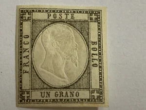 1861 Neapolitan Provinces vintage postage stamp 1 Grano grey/black SG9 cv £ 450 - Picture 1 of 4