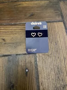 brand new claires 18kt rose gold plated heart shape studs - Picture 1 of 4