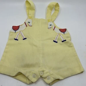 Vintage Baby Overall Strampler Outfit gelb Cowboy Applikation Sommer 12m - Bild 1 von 6