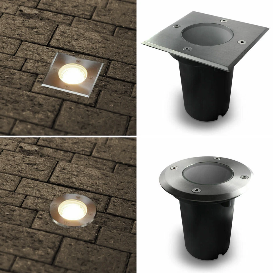 LED Bodeneinbaustrahler Bodenleuchte aussen Gartenleuchte IP67 dimmbar GU10 230V - Bild 1 von 1