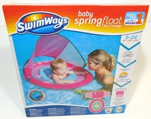 Piscina Flotador Bebé Primavera Sol Toldo Rosa 9-24 Meses 50+UPF NATACIÓN PASO 1 Salpicadura - Imagen 1 de 5