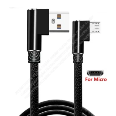 3Ft 6Ft 10Ft 90 Degree Micro USB Cable Fast Charge Right Angle Android Charger - Image 1 of 4