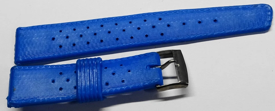 Original 1970' Tropic Swiss 19 mm bracelet montre BLEU ALASKA PLONGEE - Photo 1/4