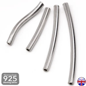 925 Sterling Silver Curved Tube Spacer Nudle Beads Jewellery Making Findings - Picture 1 of 10