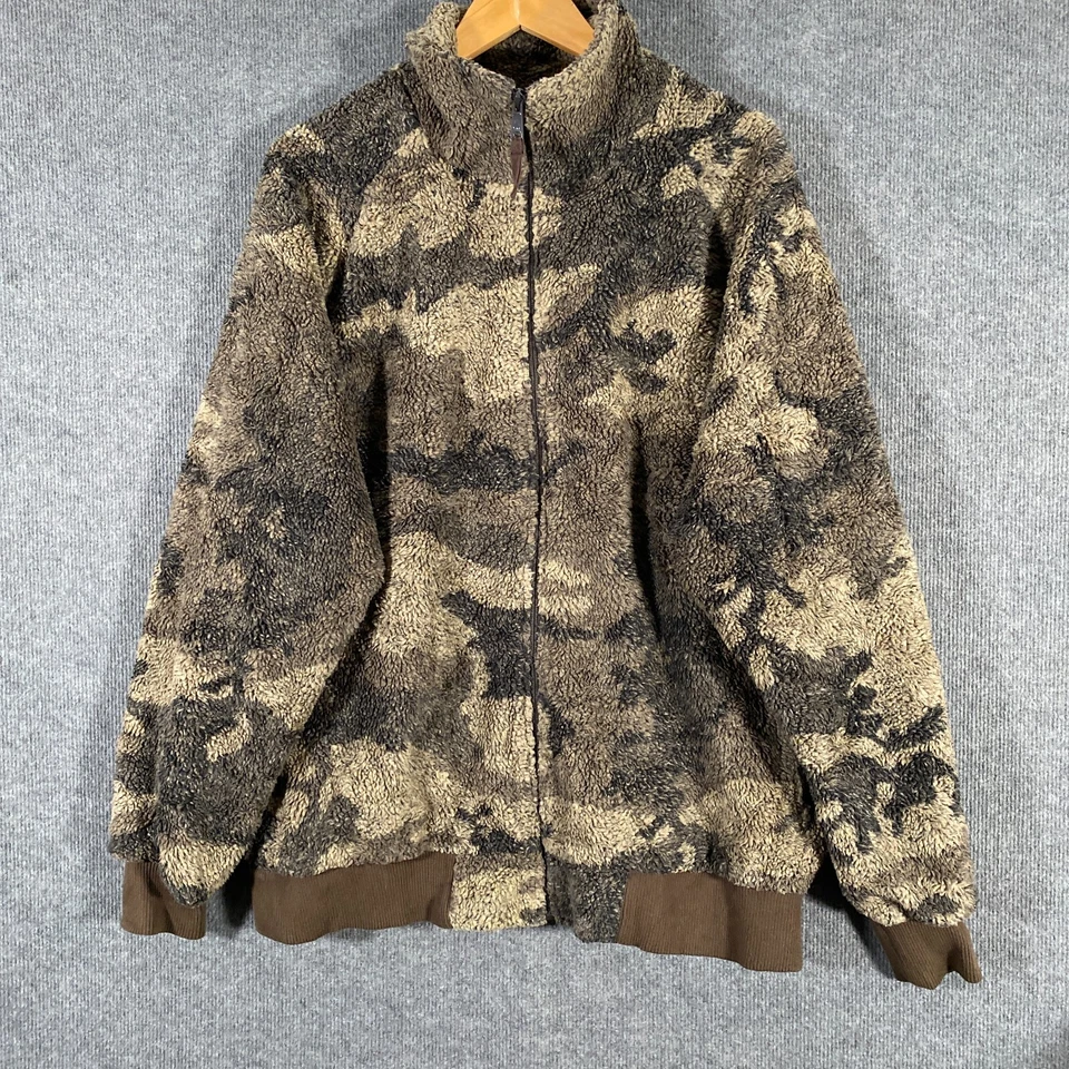 Cabelas Jacket Mens XL Brown Fleece Camo Camouflage Outdoors Hiking Adult - image 1 of 4