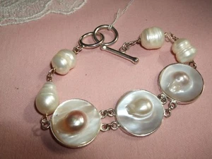ARMBAND BRACELET ARMBAND SEEPERLE 925 STERLING SILVER LAKE PEARL - Bild 1 von 6