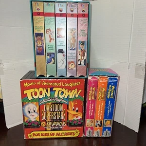 Vintage VHS Tapes Christmas Classics Toon Town And Disney Winnie The Pooh Lot - Picture 1 of 4