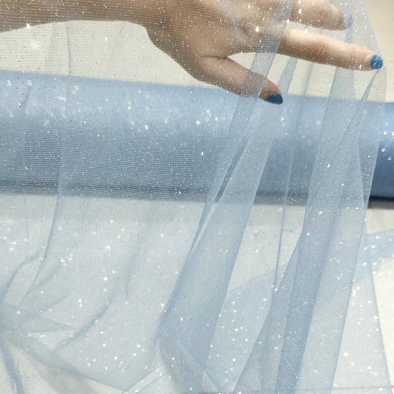 1M Glitter Sequin Tulle Fabric Shiny Gauze for Wedding Dress Veil DIY Sewing Art - Image 1 of 4