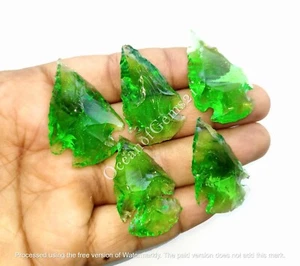 Manmade Green Peridot Arrowhead Carved Stone, 4 Piece, Loose Gemstone Cabochon - Picture 1 of 10