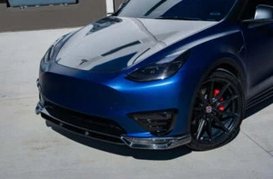 Tesla Model Y Carbon Fiber Front Lip - Picture 1 of 5