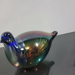 Singed FINLAND SIRENIN TAIDELASI ATELJEE ART GLASS Rainbow BIRD 5"x 7.5"L - Picture 1 of 7
