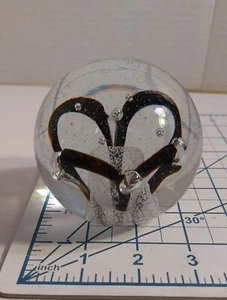 VTG Paperweight Clear 24% Lead Crystal Black Ribbon Controlled Bubbles Poland - Picture 1 of 9