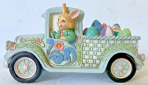 JIM SHORE ENESCO "HAULING EASTER WISHES YOUR WAY" RABBIT IN TRUCK WITH EGGS - Picture 1 of 8
